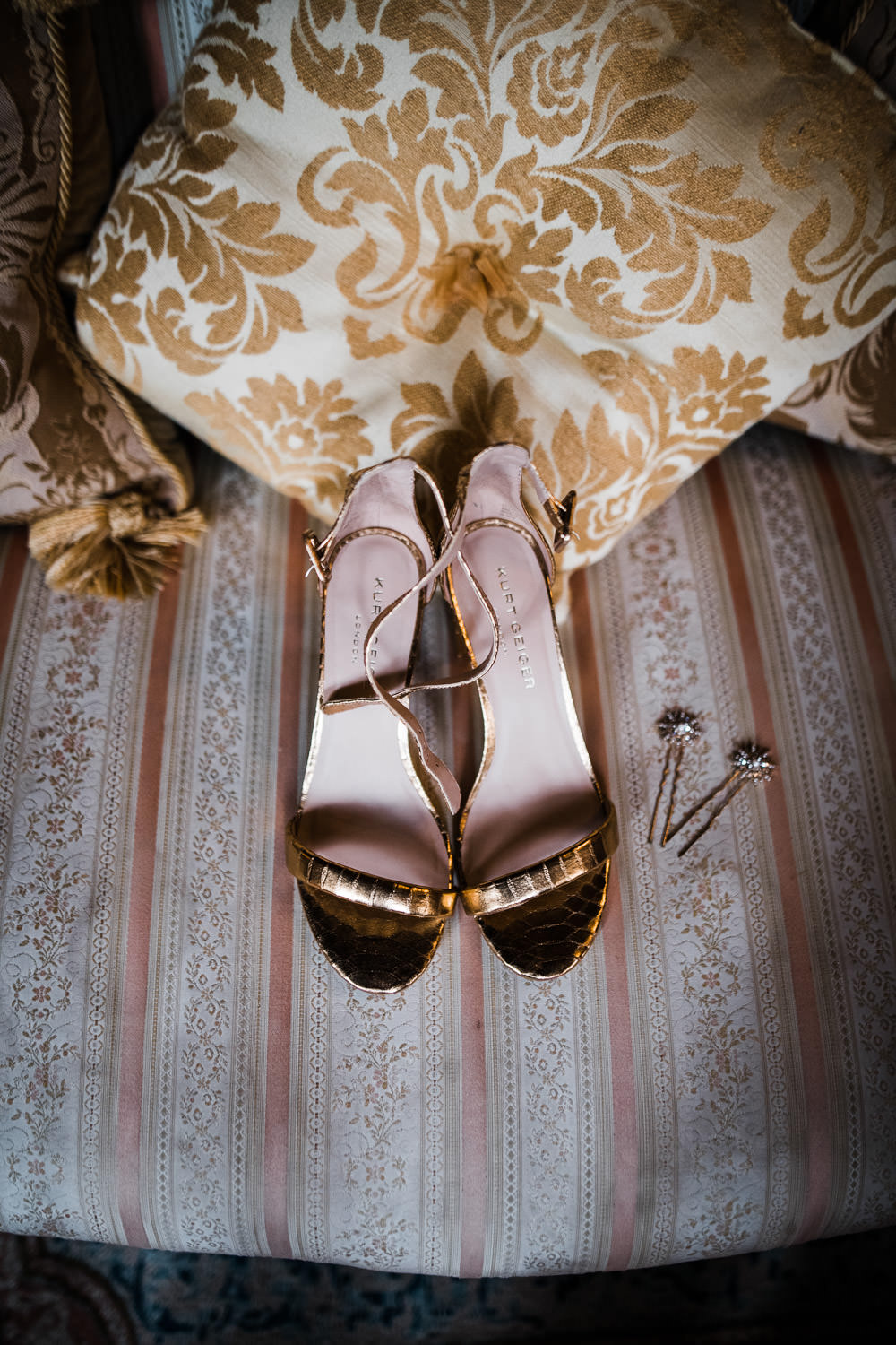 wedding shoes on a chair