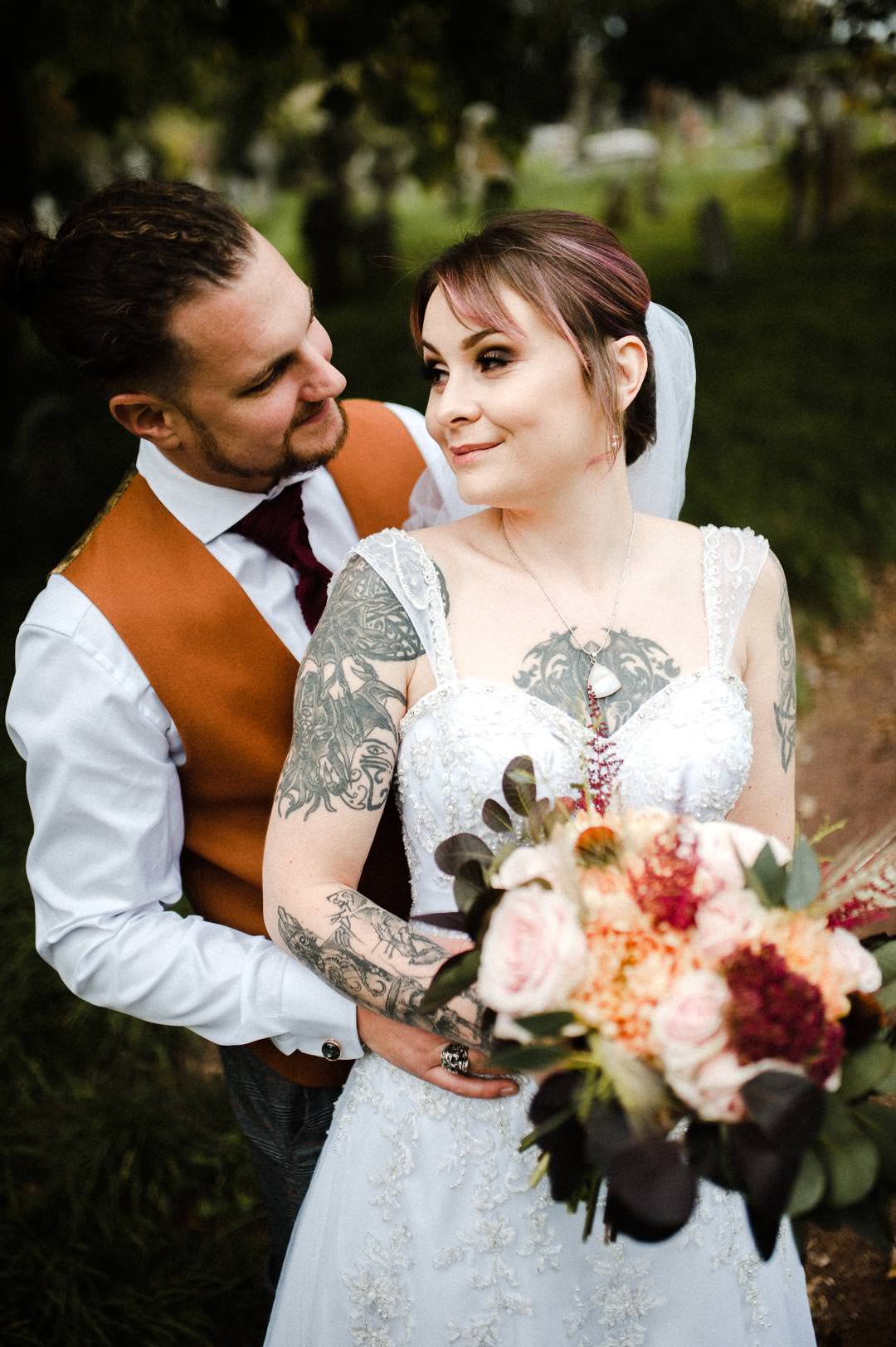 tattooed wedding couple