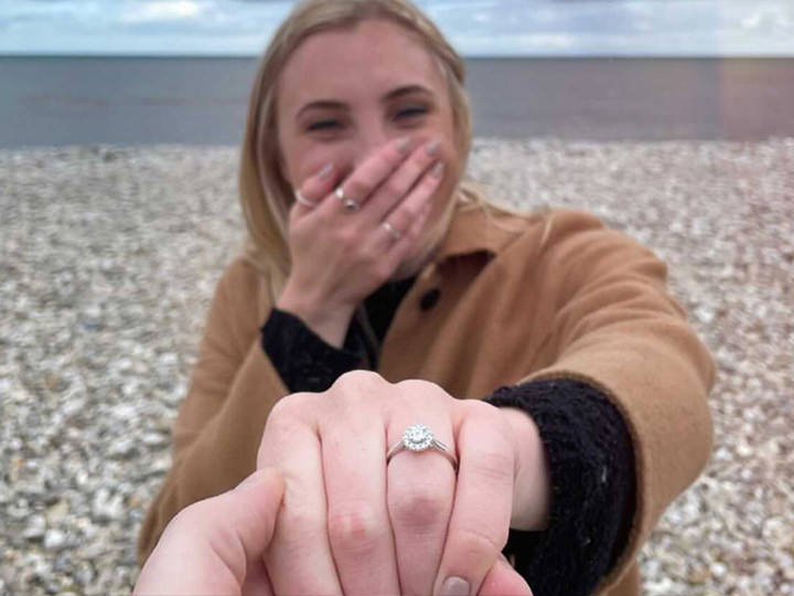 engagement ring on girls hand