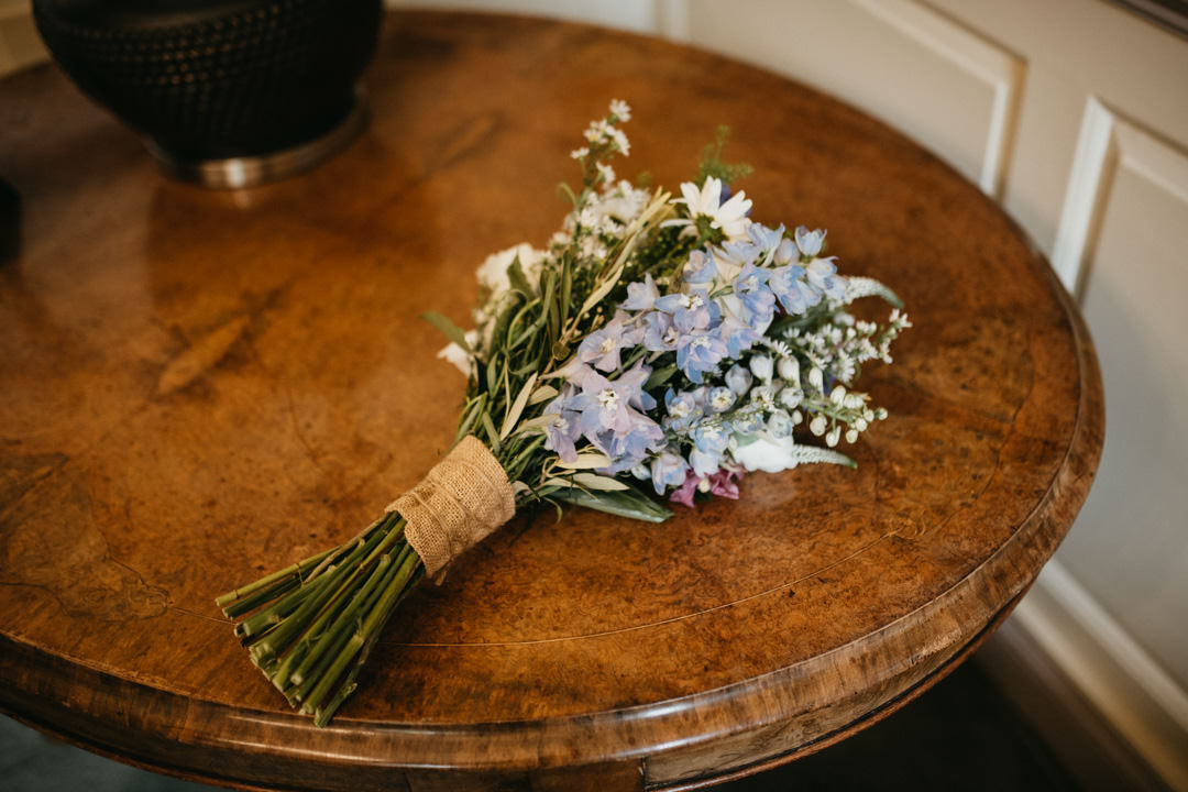 purple and blue wedding bouquet
