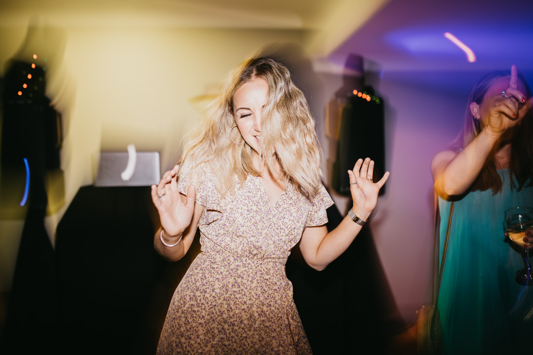 woman dancing at disco at wedding