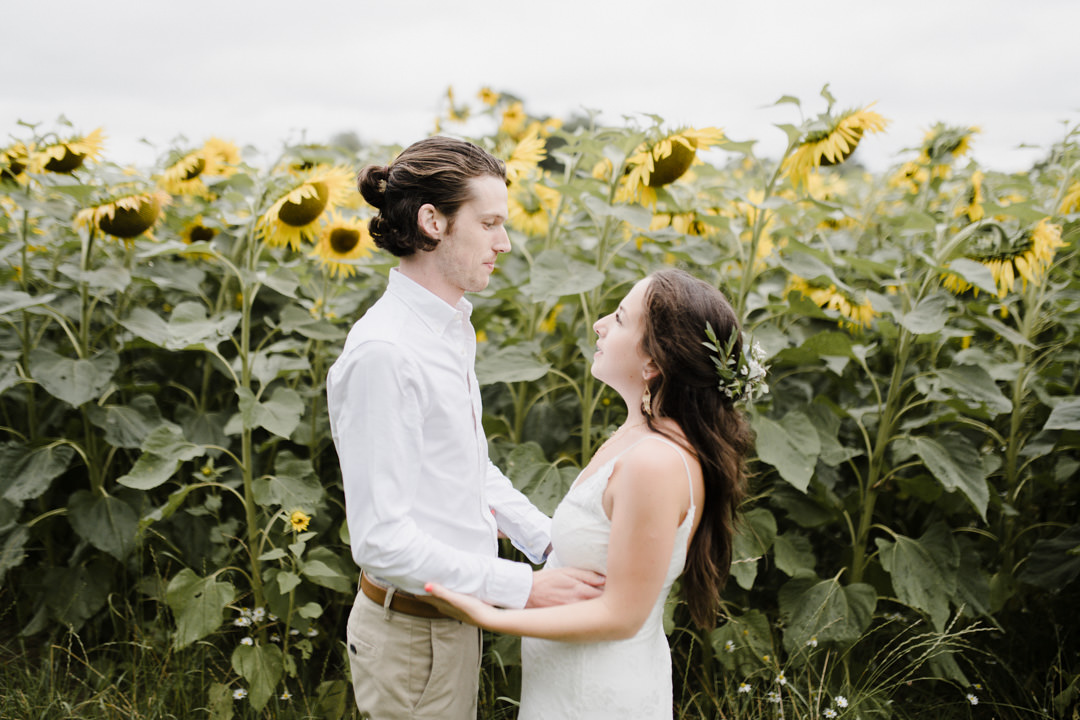 wedding in sunflower field