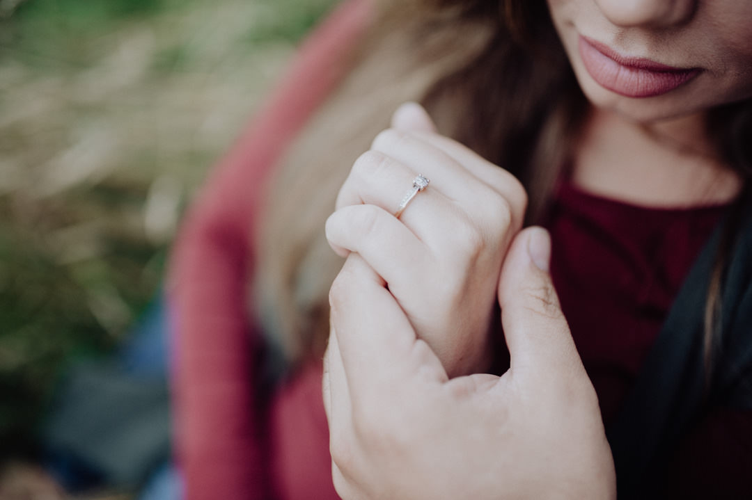 engagement ring on girls hand