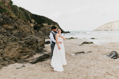 wedding on beach in cornwall