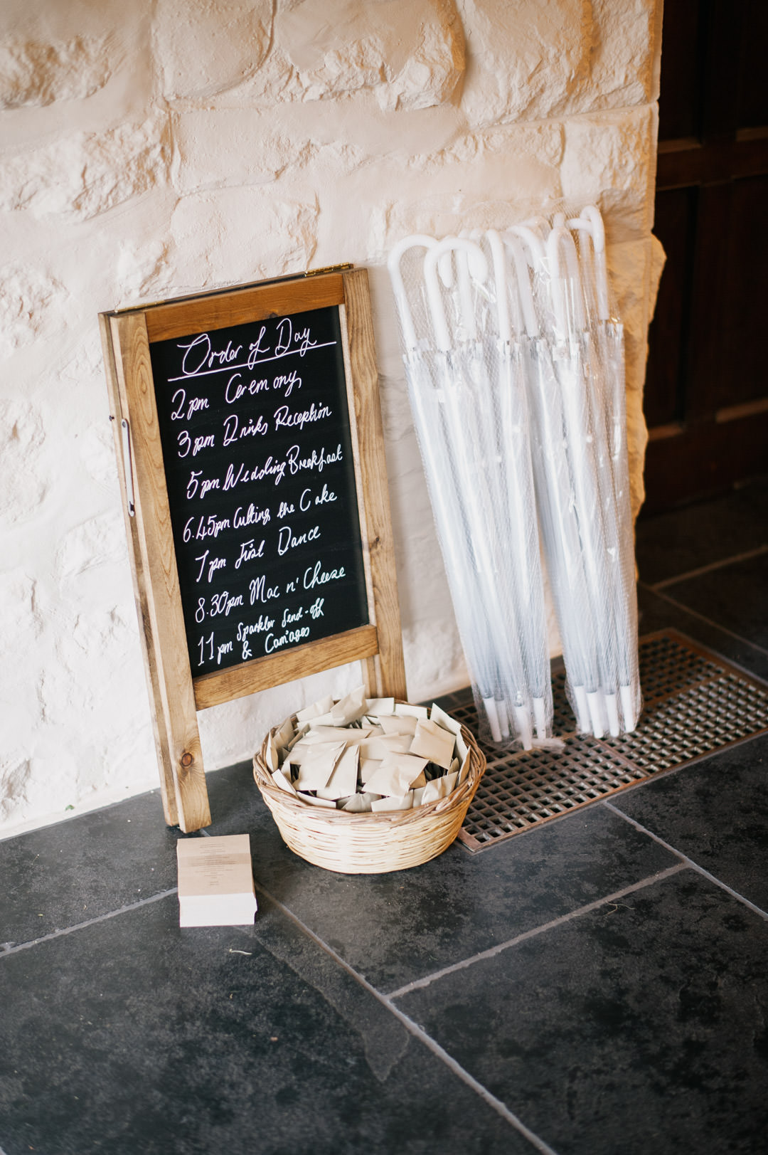 wedding order of the day chalk sign board