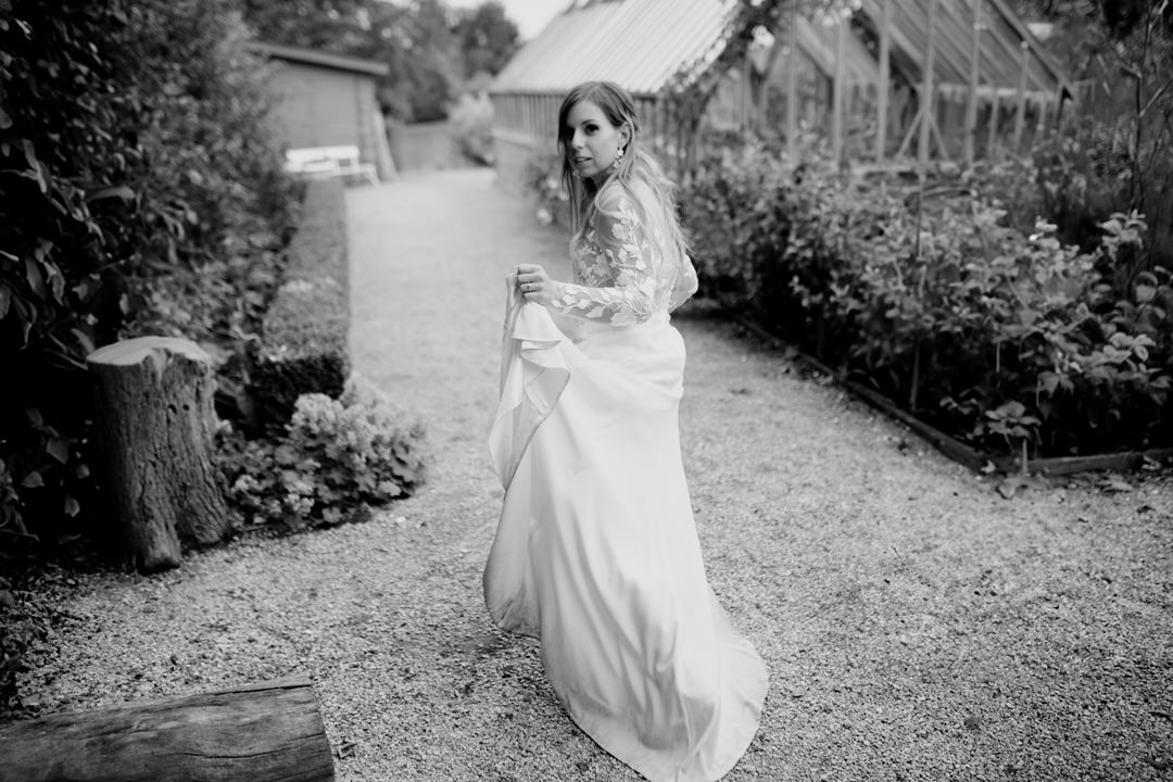 bride in white dress deer park Devon